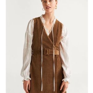 MANGO TAN CORDUROY BELT DRESS, SIZE 4